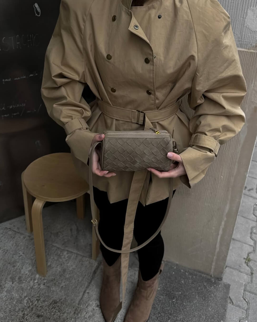 Eva Woven Suede Bag