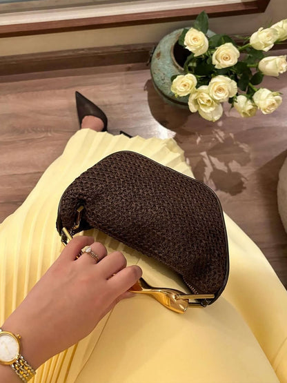 Grace Woven Bag with Gold Handle