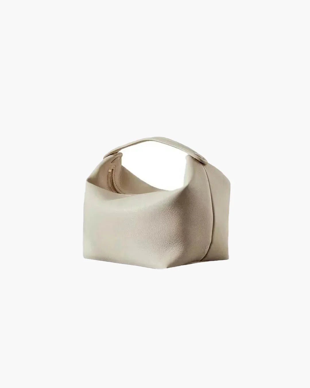White genuine leather women's handbag with unique geometric design and top handle